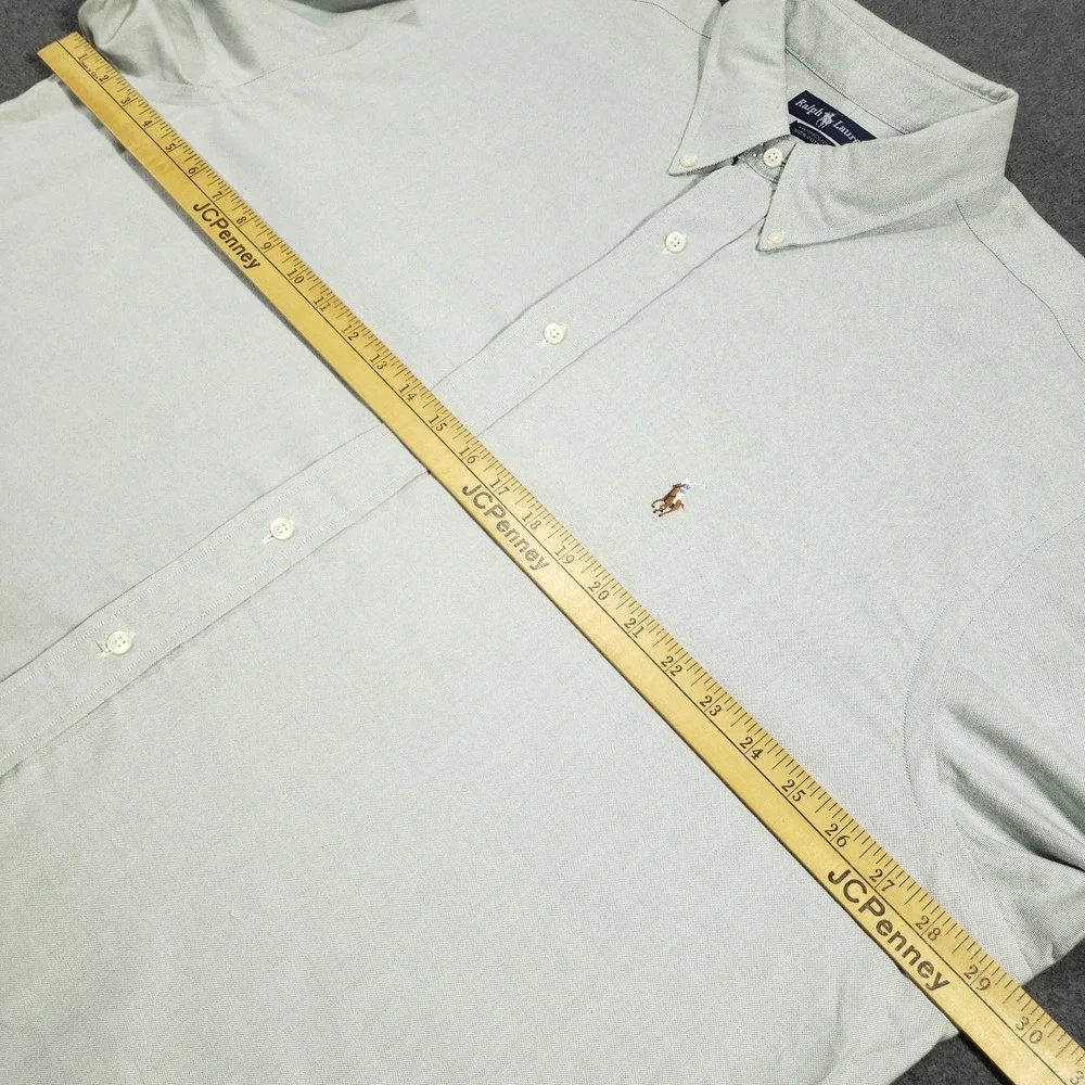 Polo Ralph Lauren NOS Vintage‎ Yarmouth Shirt 17.5 - 34 Green Jacquard Cotton